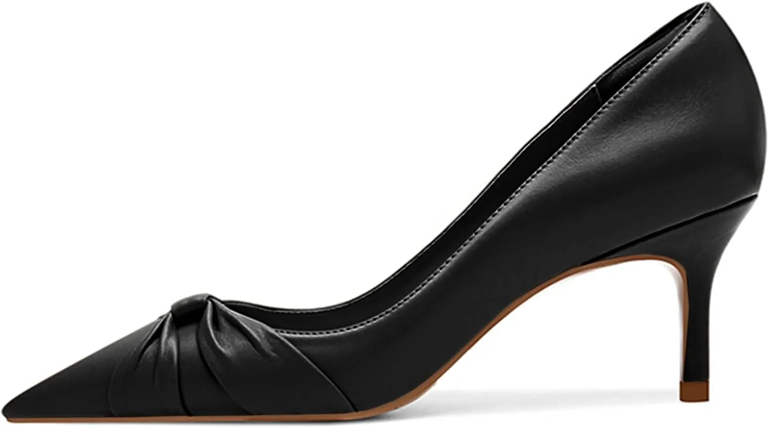 PiePieBuy Womens Pointed Toe Pumps Twist Knot Stiletto Mid Heel Faux Leather Dress Shoes