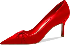 PiePieBuy Womens Pointed Toe Pumps Twist Knot Stiletto Mid Heel Faux Leather Dress Shoes