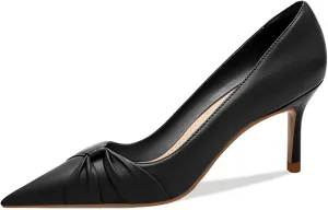 PiePieBuy Womens Pointed Toe Pumps Twist Knot Stiletto Mid Heel Faux Leather Dress Shoes