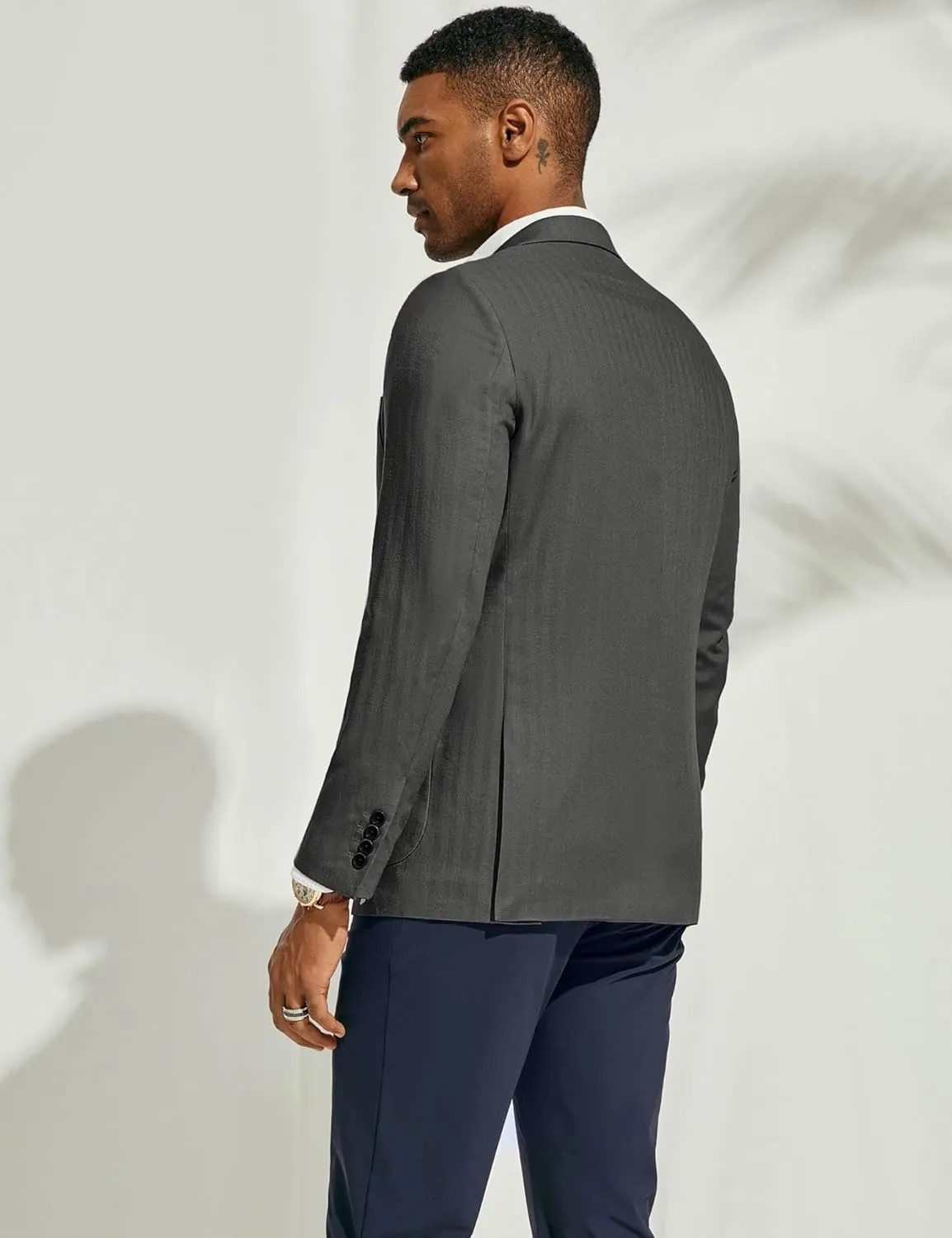 PJ PAUL JONES Men's Blazer Jacket Cotton Linen Sports Coats Regular Fit Two Buttons Herringbone Suit Jackets