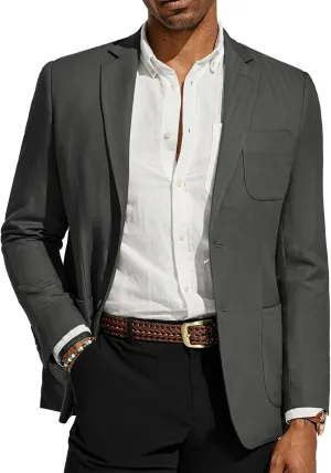 PJ PAUL JONES Men's Blazer Jacket Cotton Linen Sports Coats Regular Fit Two Buttons Herringbone Suit Jackets