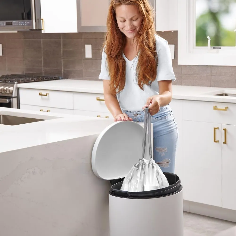 Plasticplace 8 Gallon Trash Bags - 0.7 Mil White Drawstring Garbage Can Liners - 200 Count - Leak-Resistant and Tear-Proof for Kitchen, Bathroom, Office, and Small Trash Cans