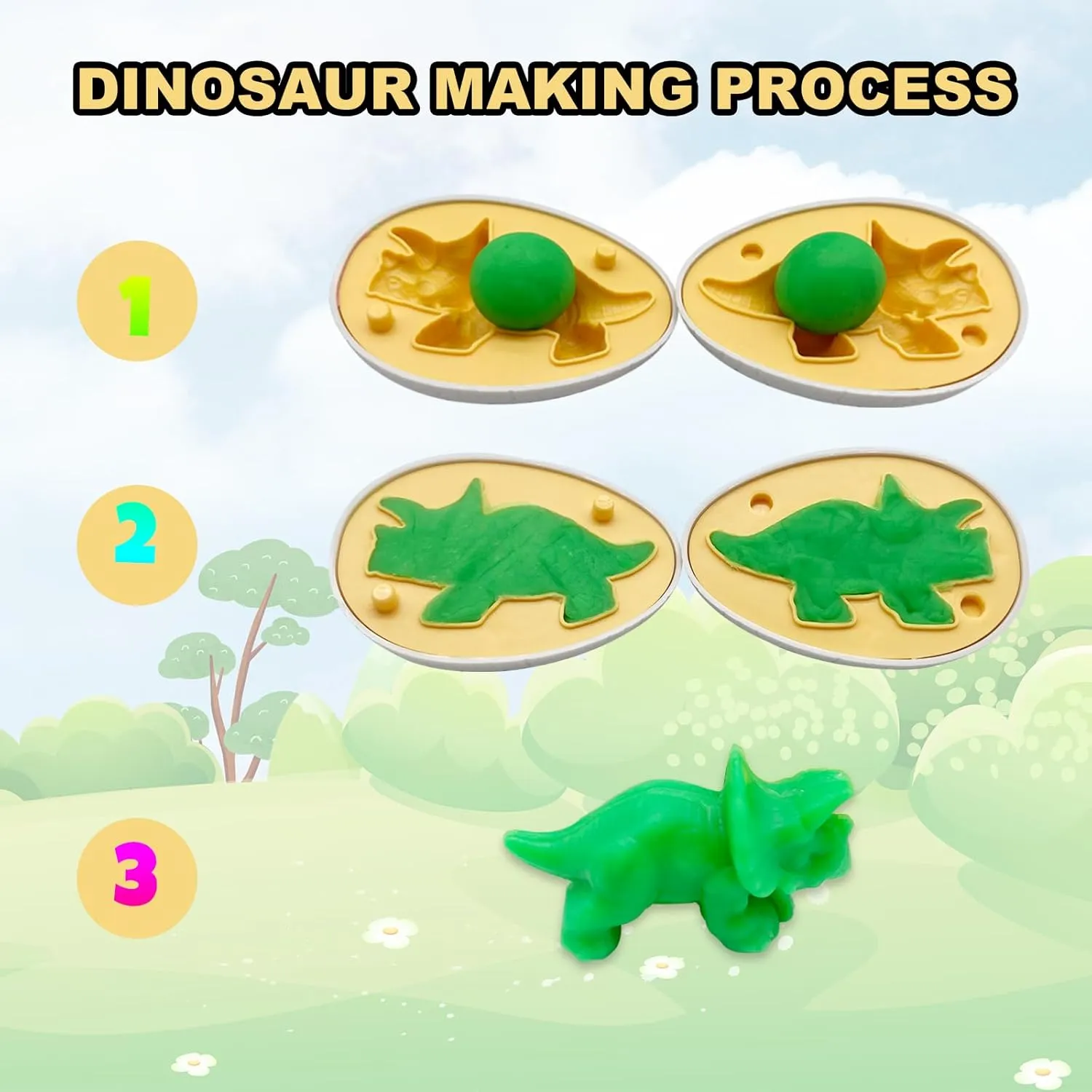 Playdough Dinosaur Egg Set for 3-6 Years Dinosaur Game Dough Mold, Playdough Accessories Dinosaur Toys for 3 4 5 6 7 8 Years Old Girls Boys (Dinosaur Egg, 1)