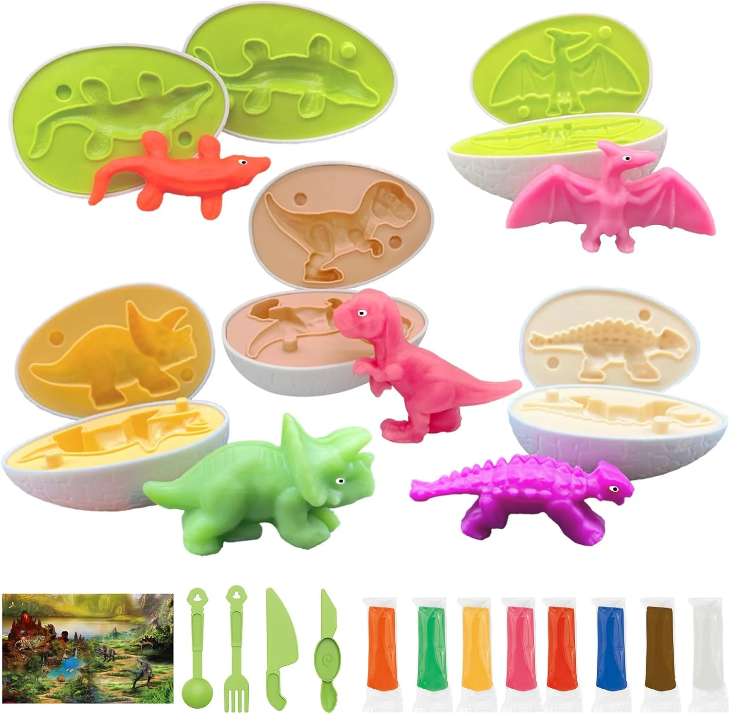Playdough Dinosaur Egg Set for 3-6 Years Dinosaur Game Dough Mold, Playdough Accessories Dinosaur Toys for 3 4 5 6 7 8 Years Old Girls Boys (Dinosaur Egg, 1)