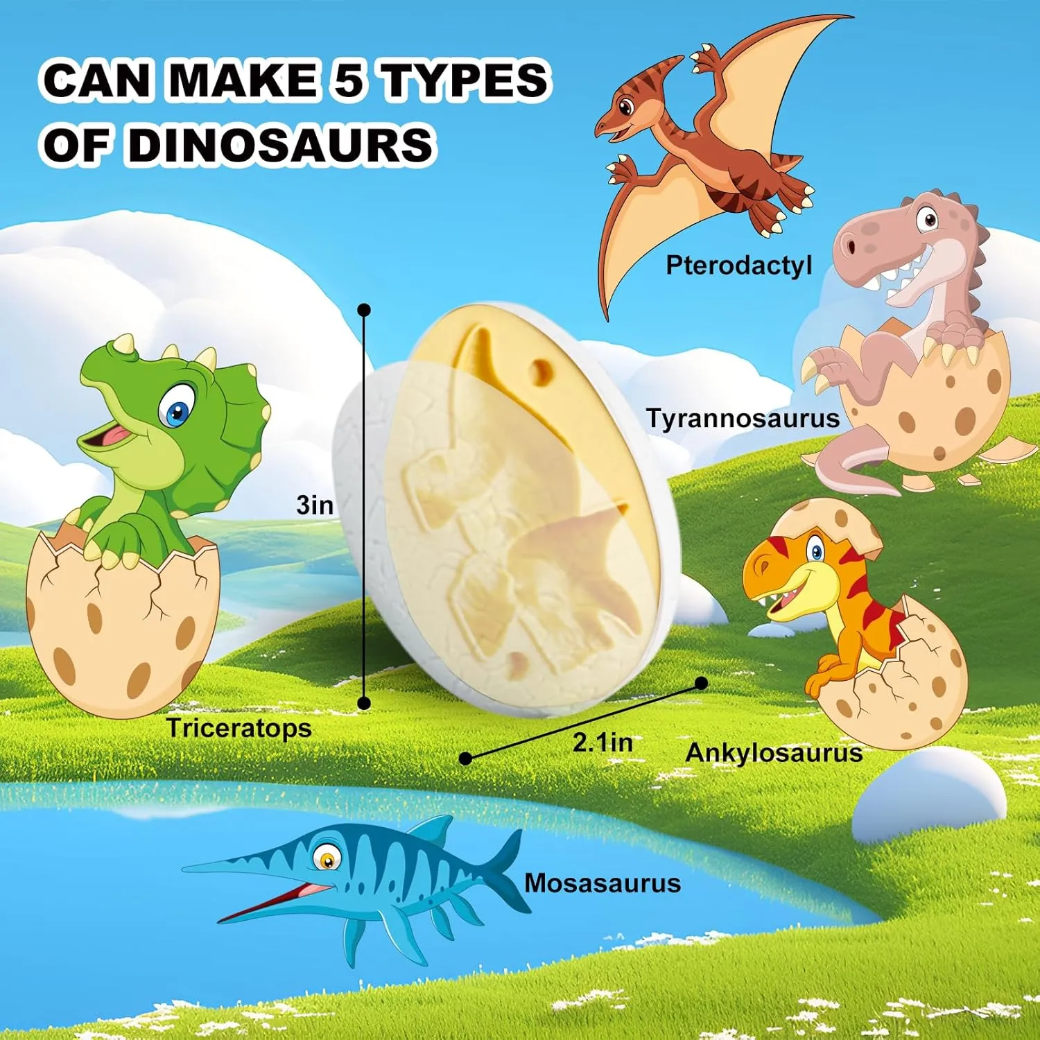 Playdough Dinosaur Egg Set for 3-6 Years Dinosaur Game Dough Mold, Playdough Accessories Dinosaur Toys for 3 4 5 6 7 8 Years Old Girls Boys (Dinosaur Egg, 1)