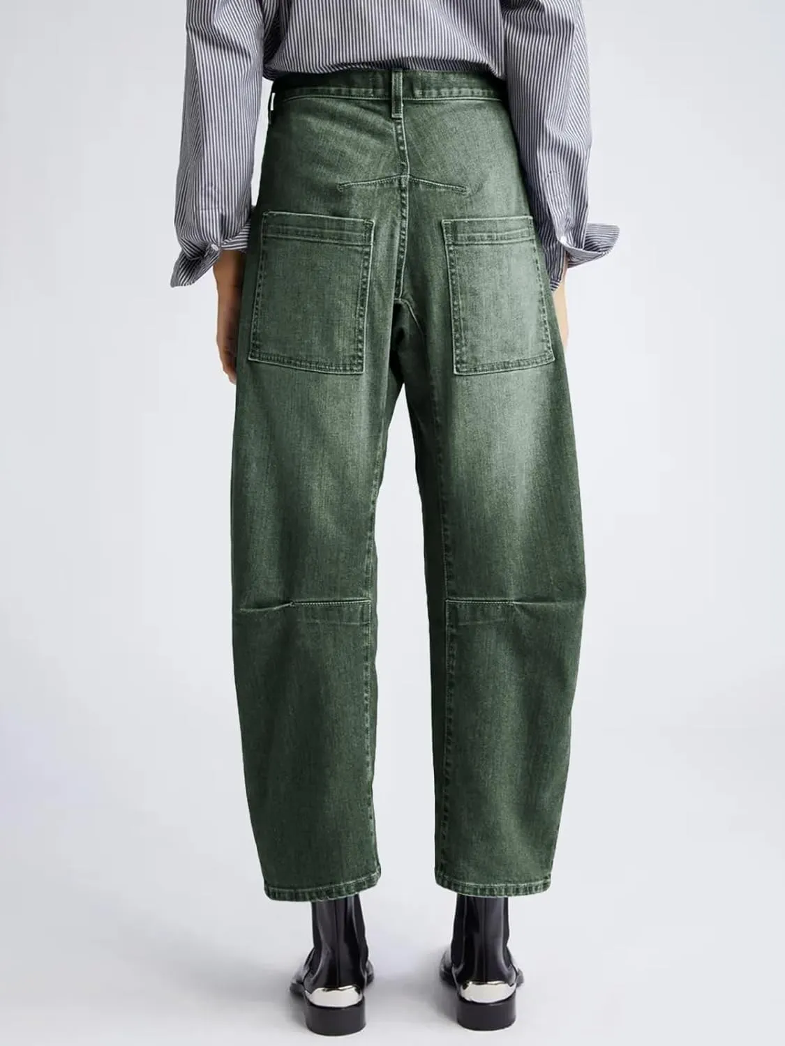 PLNOTME Womens Baggy Barrel Jeans Boyfriend High Waisted Wide Leg Cropped Ankle Denim Pants