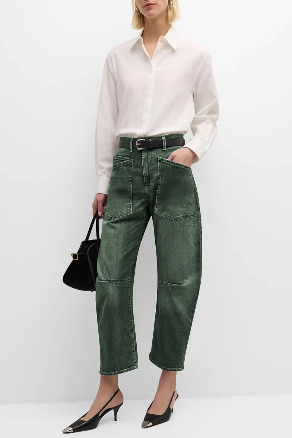 PLNOTME Womens Baggy Barrel Jeans Boyfriend High Waisted Wide Leg Cropped Ankle Denim Pants