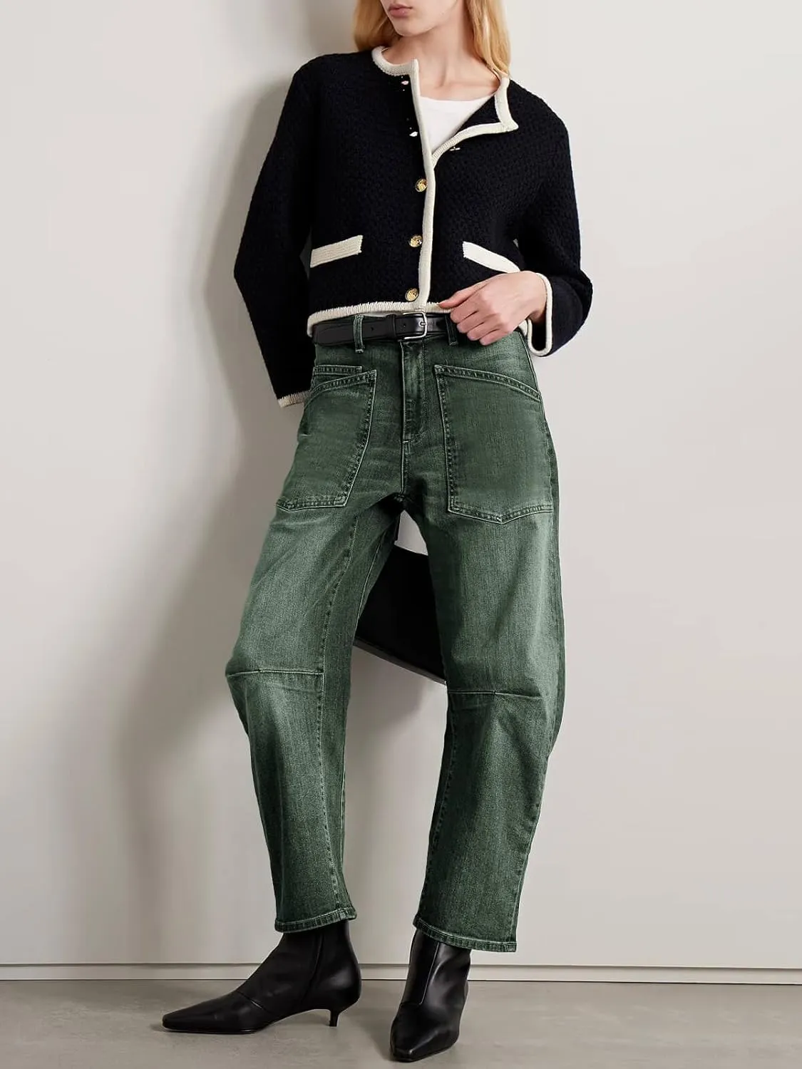 PLNOTME Womens Baggy Barrel Jeans Boyfriend High Waisted Wide Leg Cropped Ankle Denim Pants