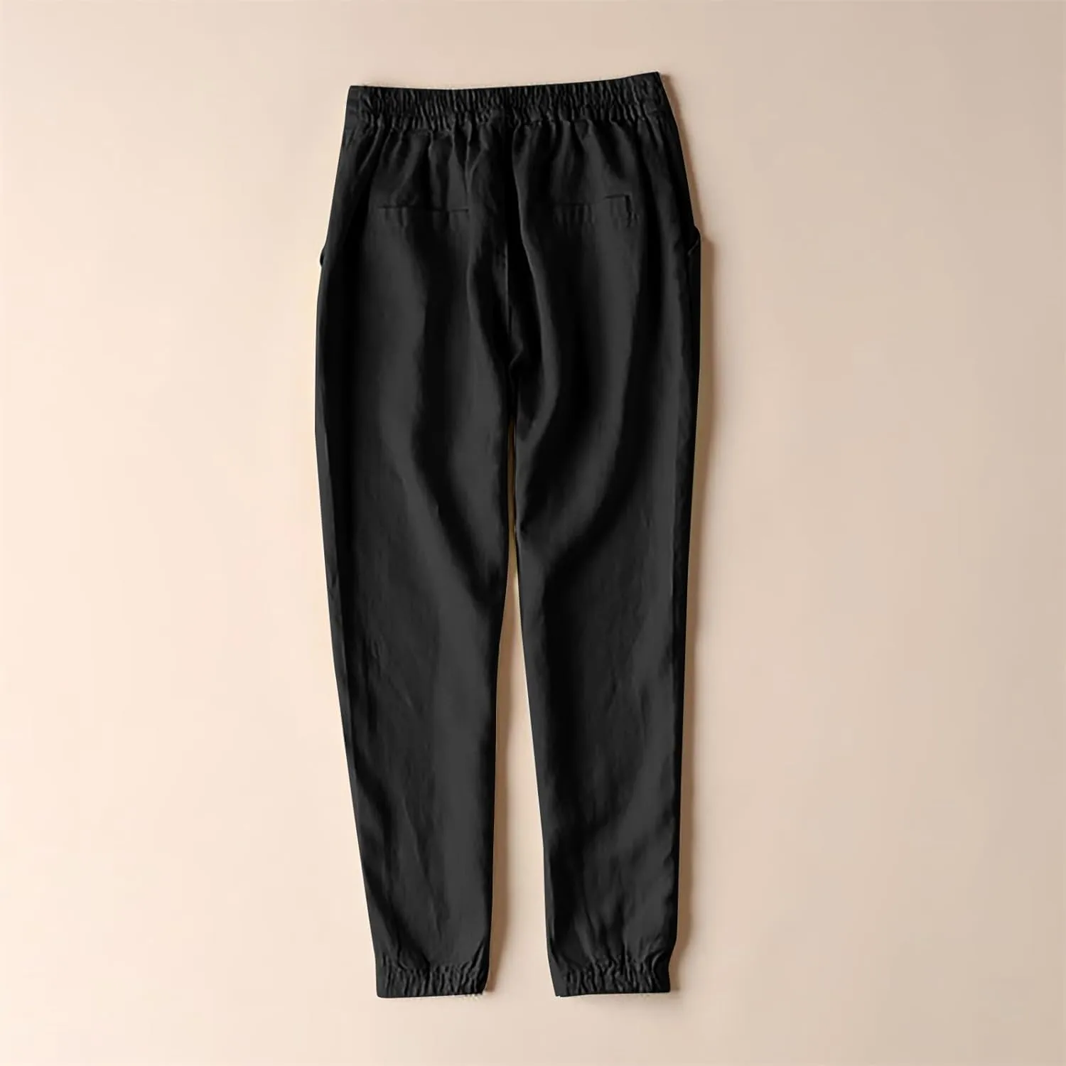 Plus Size Linen Pants Striped Linen Pants High Waist Loose Slit Cropped Pants with Pockets Linen Outfit Women Summer