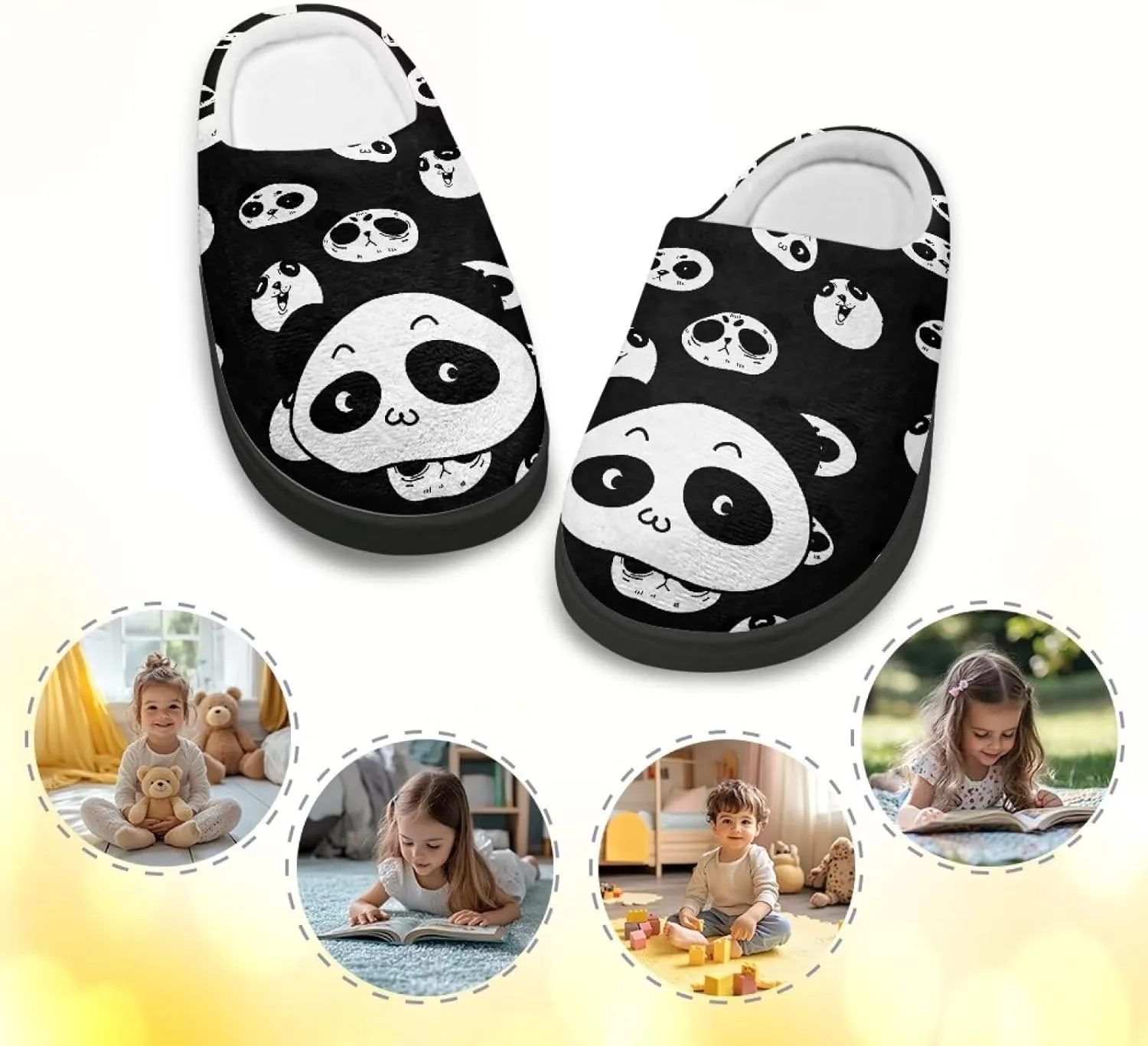 Plush Slippers for Kids Warm Bedroom Slippers Anti-slip House Shoes for Indoor Outdoor