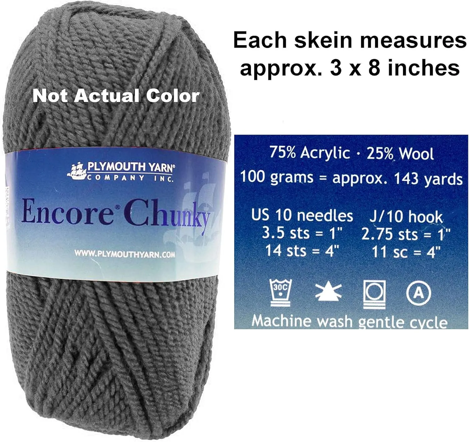 Plymouth Yarn for Knitting Encore Chunky 0029, 5-Skeins (Same Dyelot, Total: 500 gr, 715 yds), Bulky Weight #5, 75% Acrylic/25% Wool Blend, with Project Bag