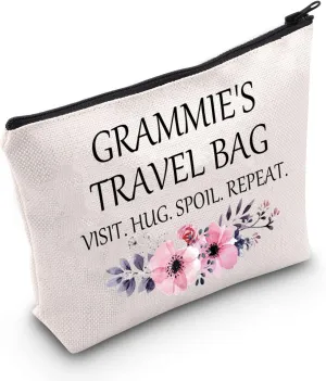 POFULL Grammie Gift Grandma Gift Mother's Day Grammie’s Travel Bag Visit Hug Spoil Repeat Cosmetic Bag (Grammie’s Travel Bag)