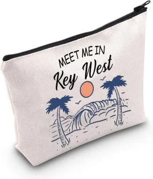 POFULL Key West Weekend Gift Meet Me In Key West Travel Cosmetic Pouch Florida Vacation Gift (Key West bag)