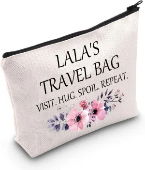 POFULL Lala Bag For Grandma Gift New Lala Gift Lala’s Travel Bag Visit Hug Spoil Repeat Travel Cosmetic Pouch (Lala’s Travel Bag)