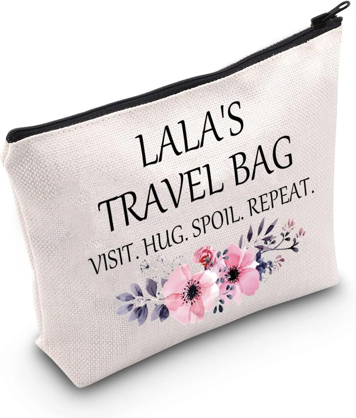 POFULL Lala Bag For Grandma Gift New Lala Gift Lala’s Travel Bag Visit Hug Spoil Repeat Travel Cosmetic Pouch (Lala’s Travel Bag)