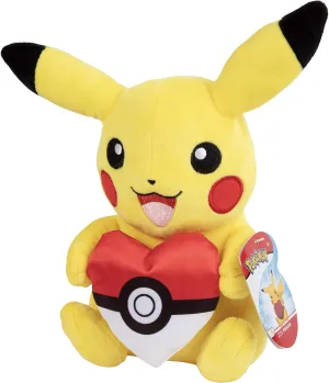 Pokemon Pokémon 8" Pikachu with Heart Poke Ball Plush - Officially Licensed - Quality Soft Stuffed Animal Toy - Add to Your Collection - Gift for Kids, Boys, Girls Fans