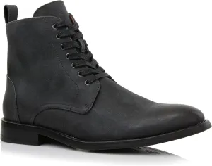 Polar Fox Brooke MPX806061 Grey Woolen and Leather Lace-up Fashion Chukka Boots with Zipper Closure