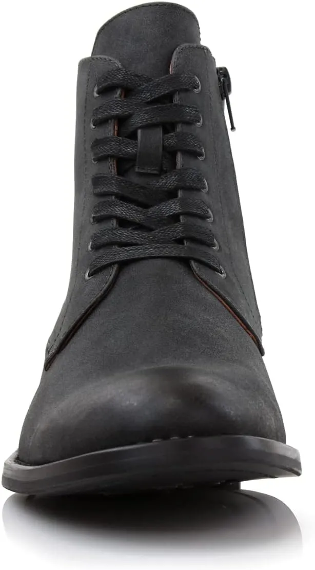 Polar Fox Brooke MPX806061 Grey Woolen and Leather Lace-up Fashion Chukka Boots with Zipper Closure