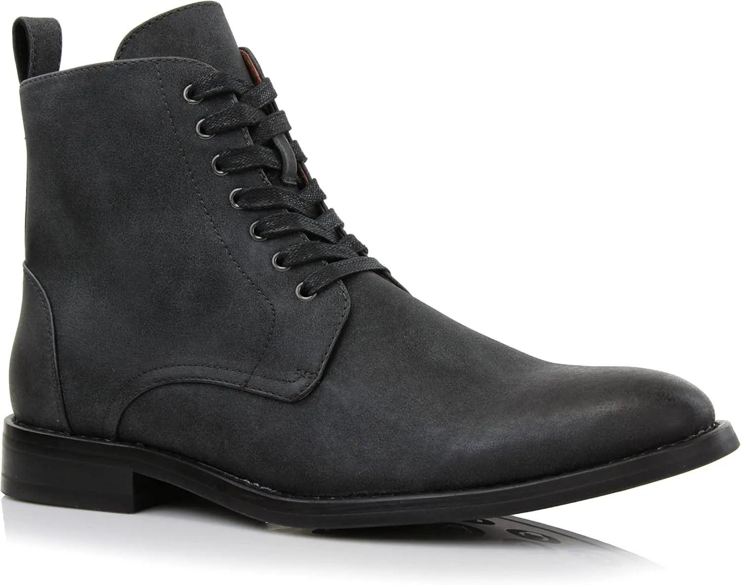 Polar Fox Brooke MPX806061 Grey Woolen and Leather Lace-up Fashion Chukka Boots with Zipper Closure