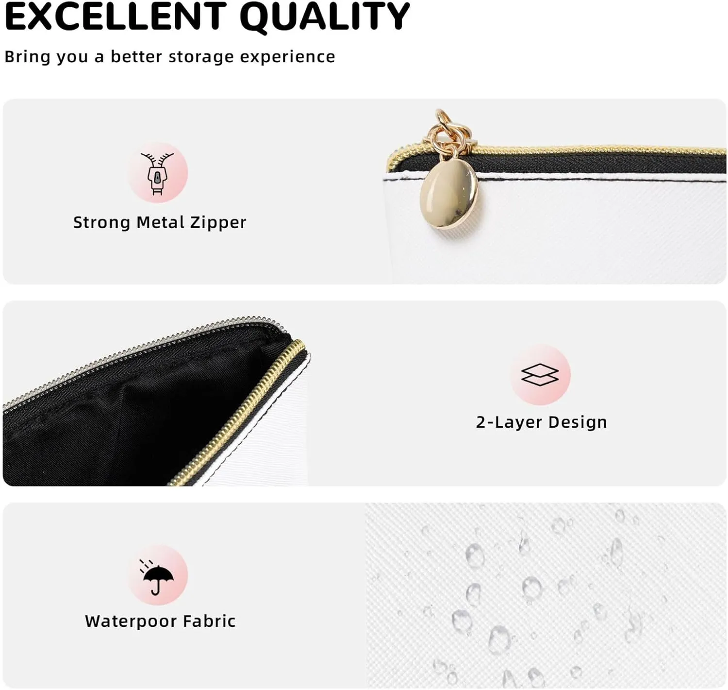 Portable Makeup Bag Zipper Pouch Travel Make up Organizer Bag Toiletry bag Water-resistant Aesthetic PVC Leather Cosmetic Bags for Women and Girls with Blue Butterfly