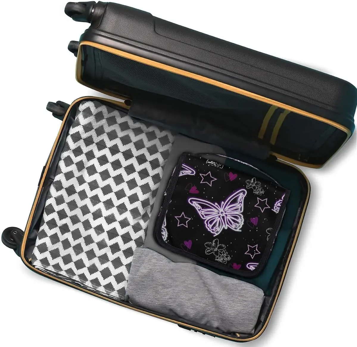 Purple Butterfly Hanging Toiletry Bag, Spacious Travel Toiletry Bag for Women Men, Cosmetic Bags for Women, Travel Makeup Bag Suitable for Business, Camping, and Fitness