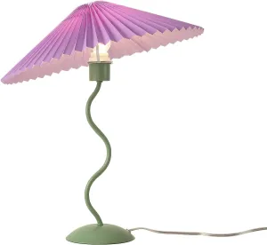 Purple Funky Table Lamp with Pleated Lamp Shape, Unique Table Lamp for Bedroom, Sage with Purple Table Lamp Bedside Lamps for Nightstand, Living Room (Purple)