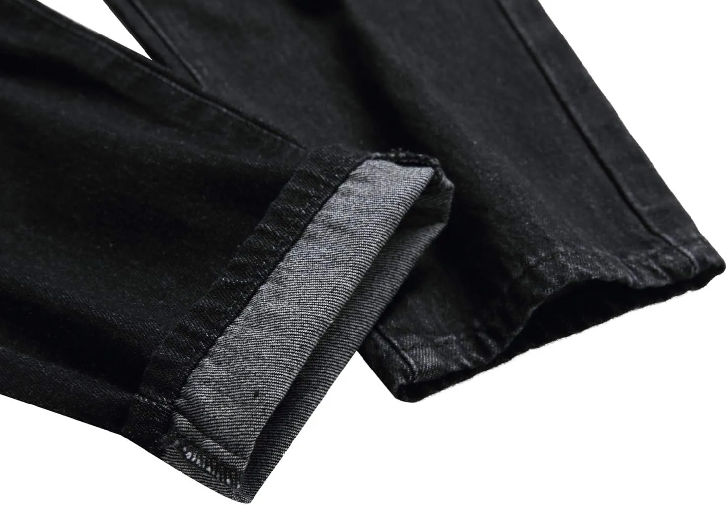 QIMYUM Mens Ripped Jeans, Distressed Destroyed Slim Fit Straight Leg Denim Pants