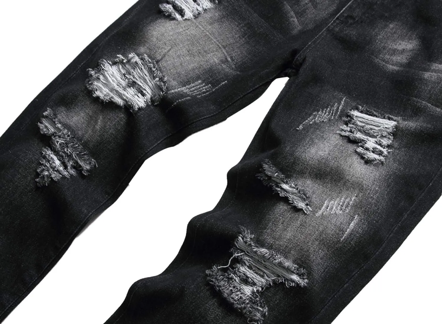 QIMYUM Mens Ripped Jeans, Distressed Destroyed Slim Fit Straight Leg Denim Pants