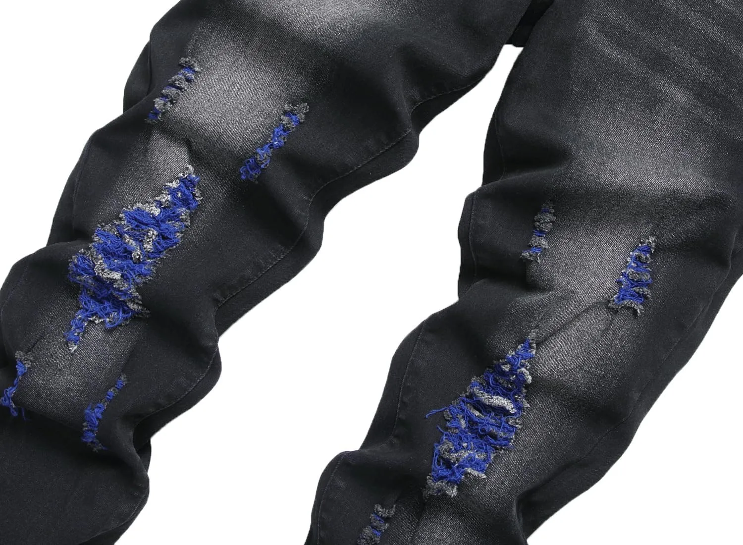 QIMYUM Mens Ripped Jeans, Distressed Destroyed Slim Fit Straight Leg Denim Pants