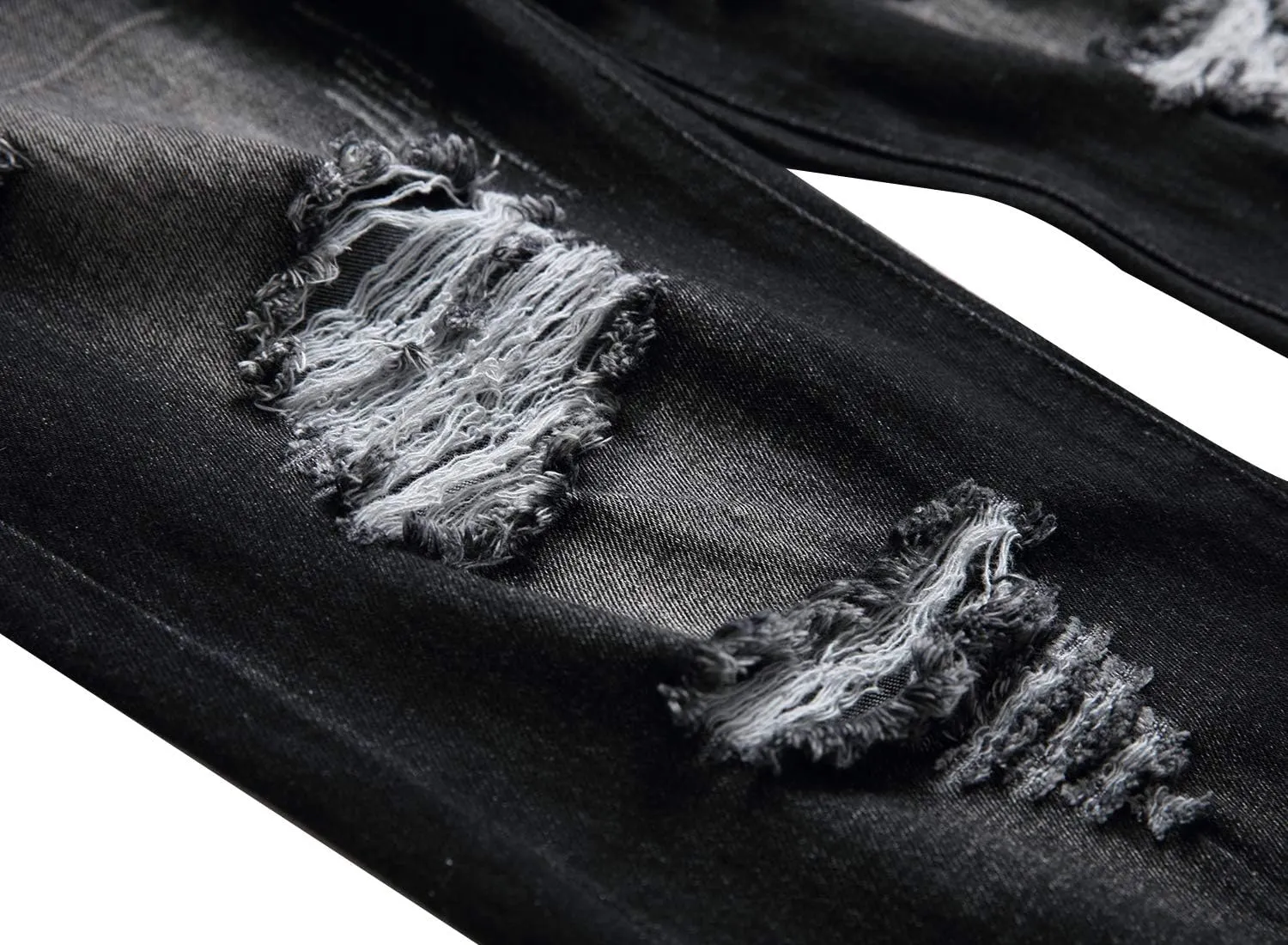QIMYUM Mens Ripped Jeans, Distressed Destroyed Slim Fit Straight Leg Denim Pants