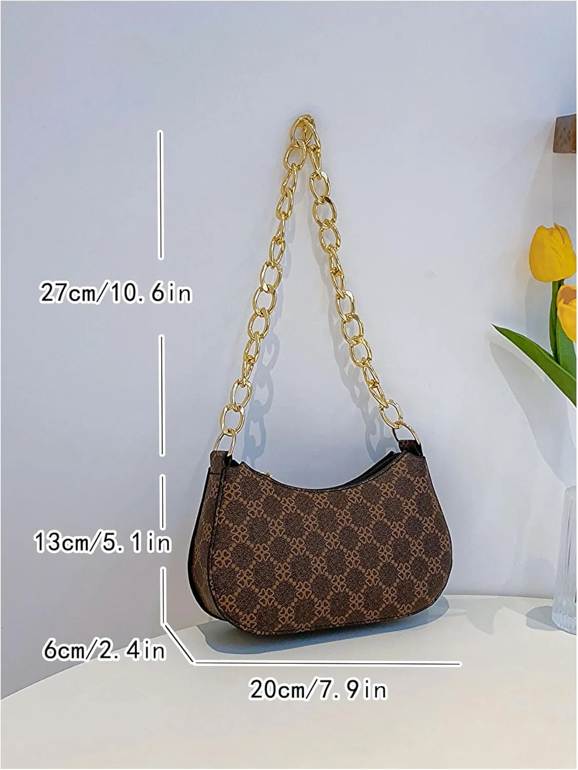 QWINEE Women's Y2K Leopard Print Shoulder Bag Chain Strap Zipper Underarm Purse Mini Handbags