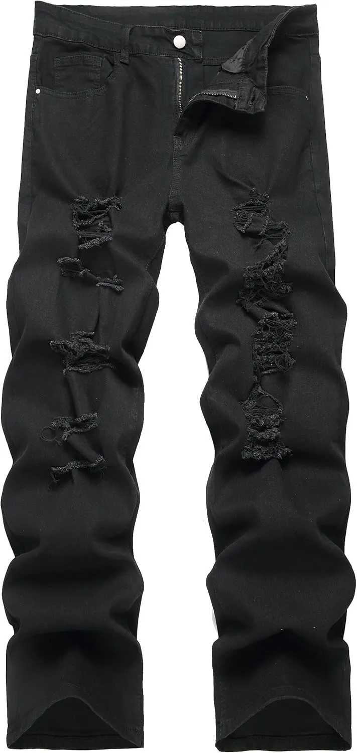 RANMCC Men's Baggy Jeans Loose Straight Fit Y2K Stretch Hip Hop Denim Casual Pants Jeans (Size 30-46)