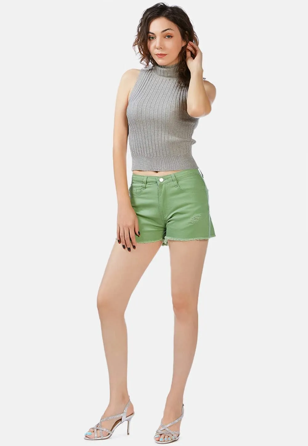 Raw Hem Denim Shorts