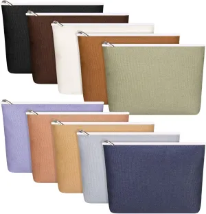 Reginary 10 Pcs Canvas Makeup Bags Bulk for Women Blank DIY Craft Pencil Pouch Multicolor Cosmetics Bag Travel Toiletry Pouch Gift for Mental Health Nurse Mother Teacher(Pastel Color)