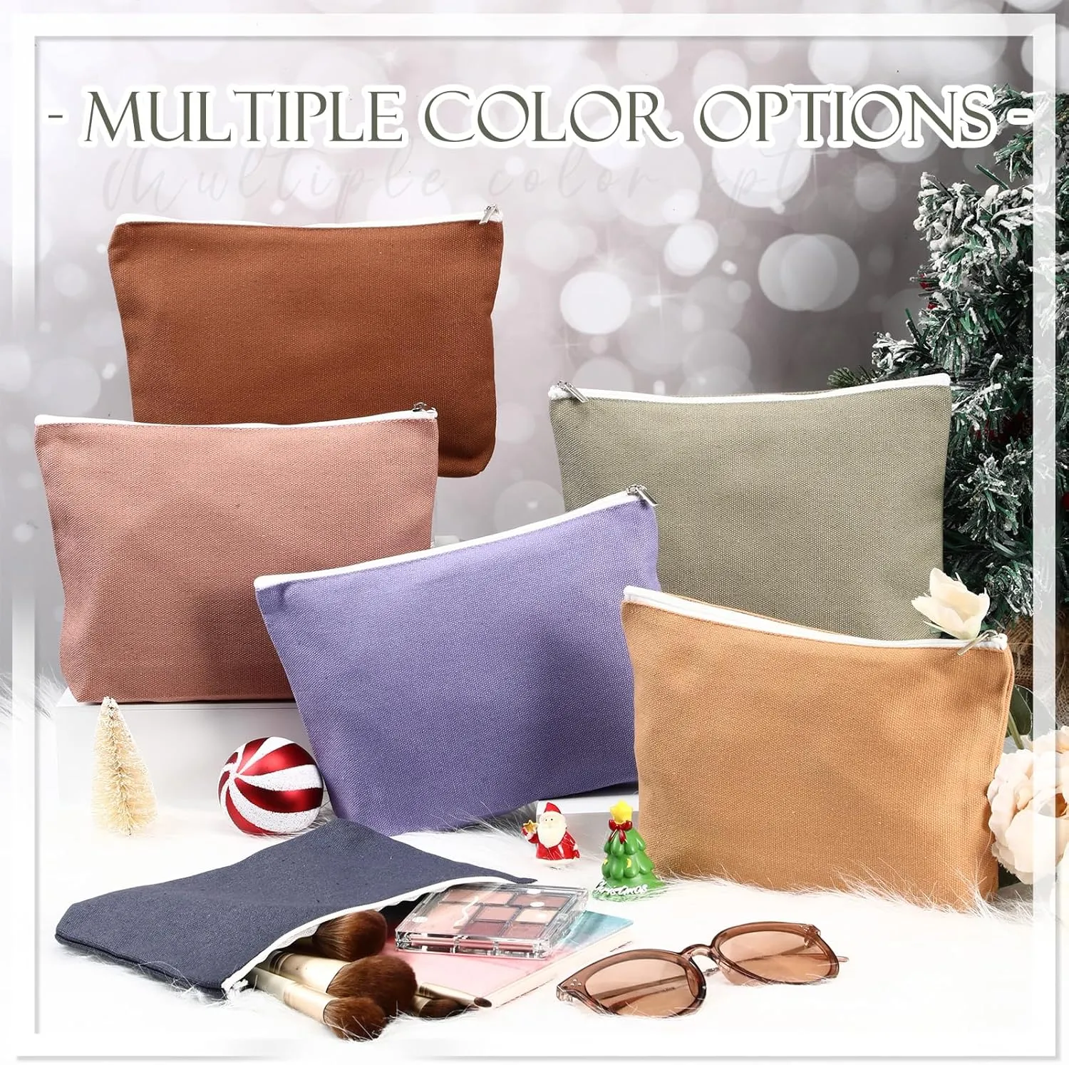 Reginary 10 Pcs Canvas Makeup Bags Bulk for Women Blank DIY Craft Pencil Pouch Multicolor Cosmetics Bag Travel Toiletry Pouch Gift for Mental Health Nurse Mother Teacher(Pastel Color)
