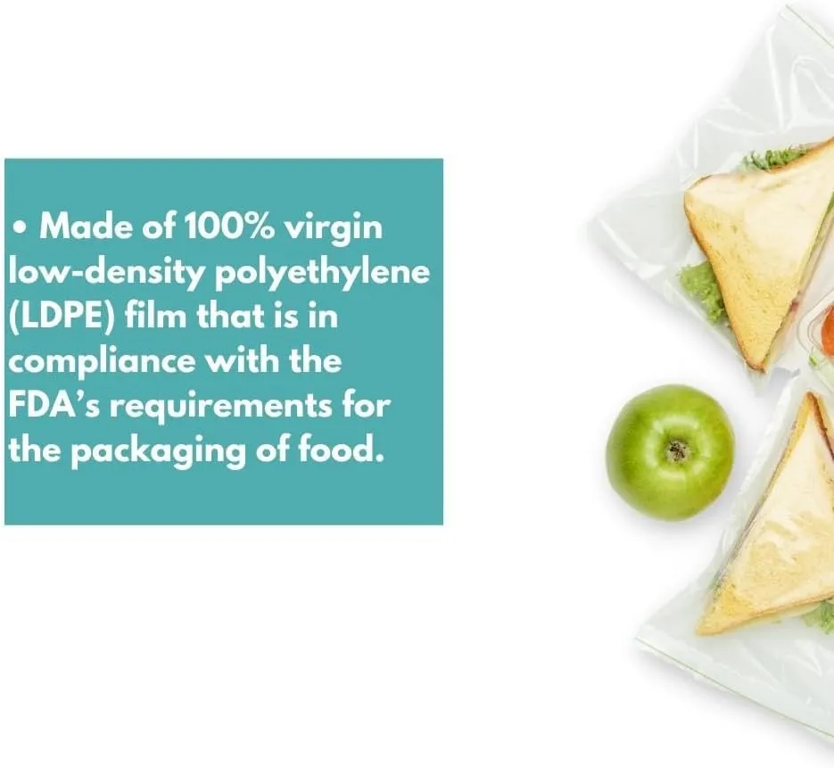 Resealable Poly Bags for Storage, 7 x 9 Inch, 1000 Pack, 2 Mil, Zipper Lock Closure, Reclosable Plastic Zip Bags, Plain
