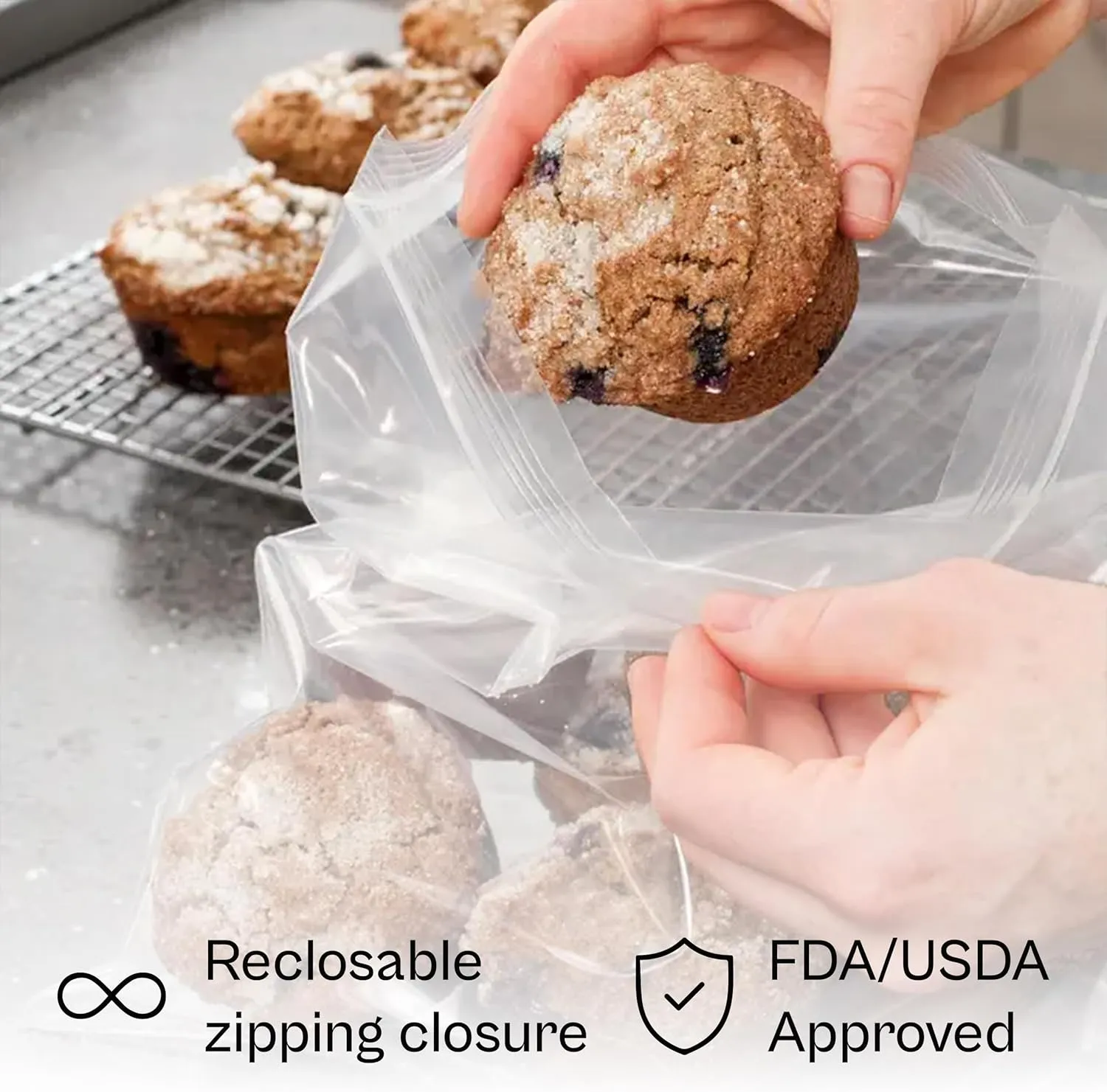 Resealable Poly Bags for Storage, 7 x 9 Inch, 1000 Pack, 2 Mil, Zipper Lock Closure, Reclosable Plastic Zip Bags, Plain
