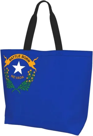 Reusable One Shoulder Shopping Bag, Nevada State Flag Women One Shoulder Casual Tote Bag, Multipurpose Large Shopping Bag