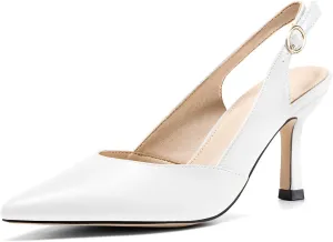 Rilista Women's Slingback Kitten Heels Closed Pointed Toe Wedding Party Dress Pumps Shoes