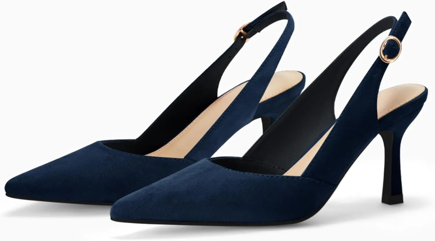 Rilista Women's Slingback Kitten Heels Closed Pointed Toe Wedding Party Dress Pumps Shoes