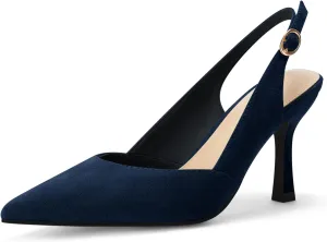 Rilista Women's Slingback Kitten Heels Closed Pointed Toe Wedding Party Dress Pumps Shoes
