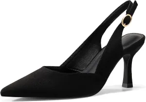 Rilista Women's Slingback Kitten Heels Closed Pointed Toe Wedding Party Dress Pumps Shoes