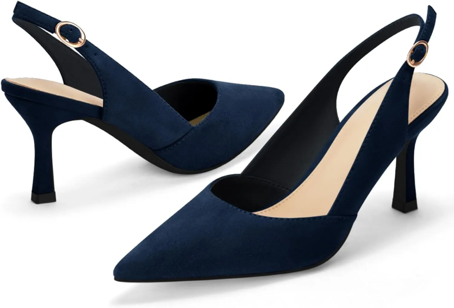 Rilista Women's Slingback Kitten Heels Closed Pointed Toe Wedding Party Dress Pumps Shoes
