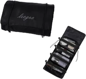 Roll Up Makeup Bag, Hanging Toiletry Bag, 4 in 1 Detachable Cosmetic Bag, 4 Removable Storage Bags, Travel Makeup Organizer Bags for Women Men(Black)