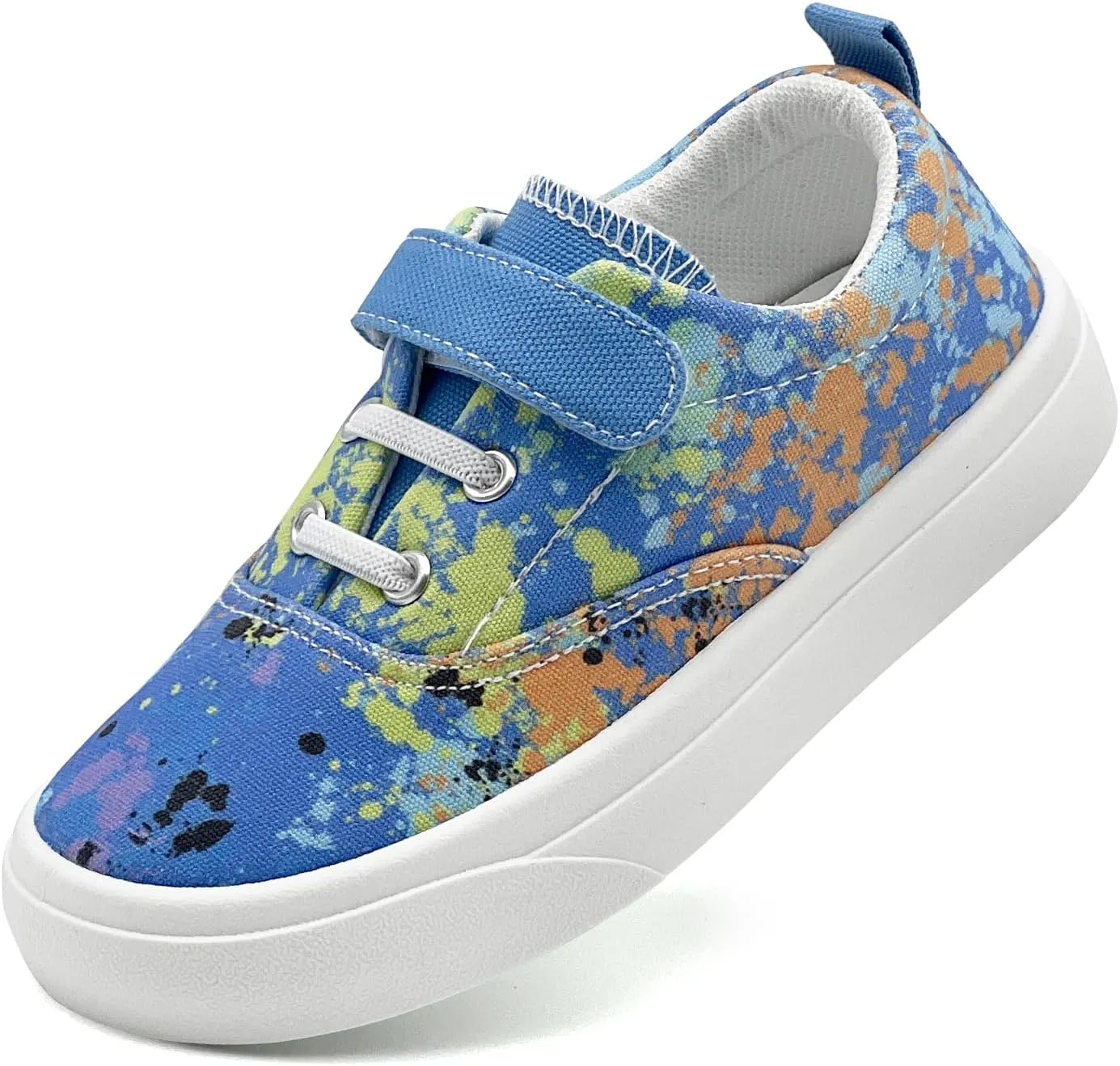 rosyclo Canvas Sneakers for Boys and Girls, Toddler Kids Walking Shoes Lightweight Breathable Non-Slip Soft Adjustable Strap Baby Boy Girl Outdoor Casual Tennis Shoe for Little Big Kid