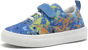 rosyclo Canvas Sneakers for Boys and Girls, Toddler Kids Walking Shoes Lightweight Breathable Non-Slip Soft Adjustable Strap Baby Boy Girl Outdoor Casual Tennis Shoe for Little Big Kid