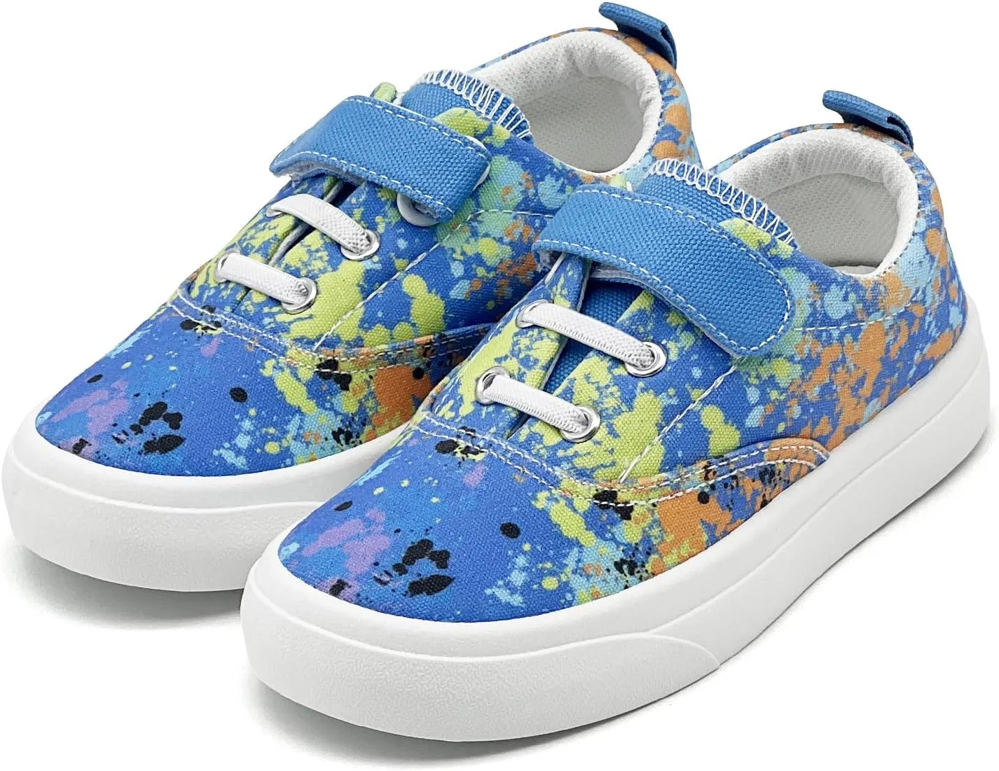rosyclo Canvas Sneakers for Boys and Girls, Toddler Kids Walking Shoes Lightweight Breathable Non-Slip Soft Adjustable Strap Baby Boy Girl Outdoor Casual Tennis Shoe for Little Big Kid
