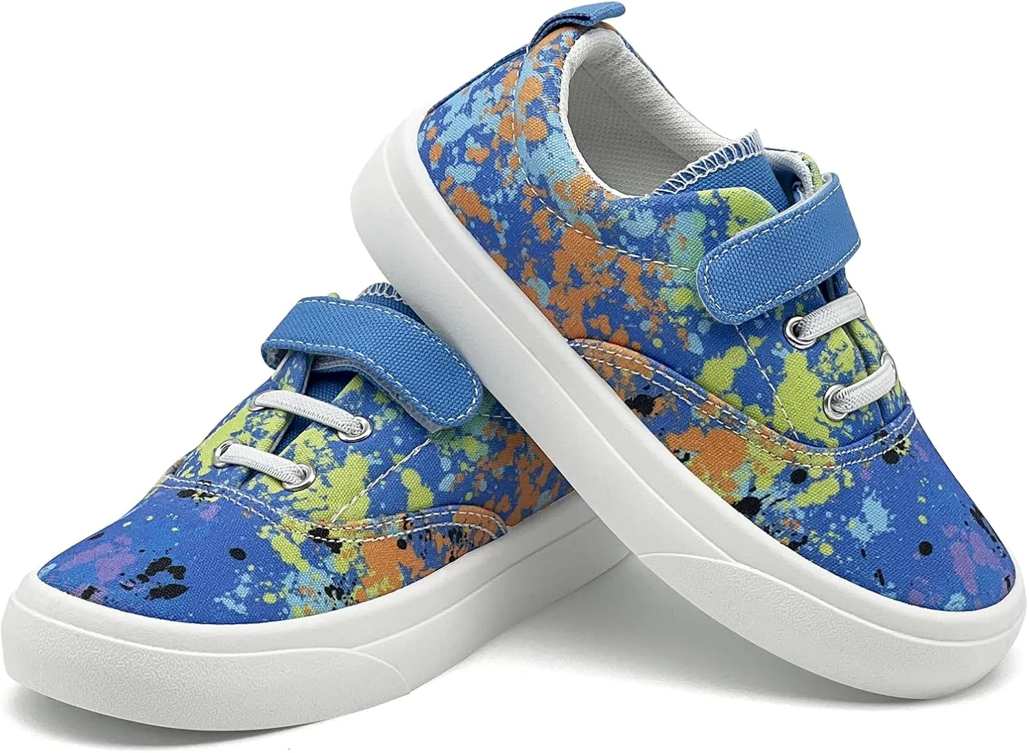 rosyclo Canvas Sneakers for Boys and Girls, Toddler Kids Walking Shoes Lightweight Breathable Non-Slip Soft Adjustable Strap Baby Boy Girl Outdoor Casual Tennis Shoe for Little Big Kid