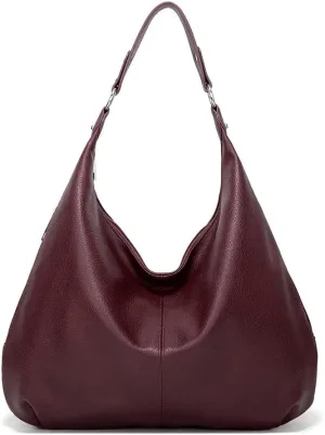 ROUROU Hobo Tote Bag for Women Soft Faux Leather Shoulder Bag Retro Satchel Zipper Closure Handbag Large Capacity Purse
