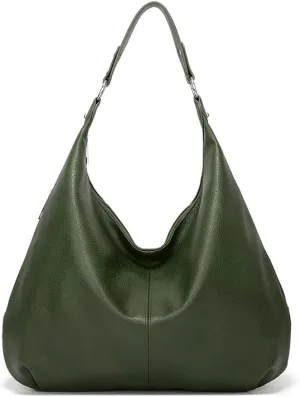 ROUROU Hobo Tote Bag for Women Soft Faux Leather Shoulder Bag Retro Satchel Zipper Closure Handbag Large Capacity Purse